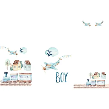 Panel na fusak z nepremokavého polyesteru 150x105 vláčky trains bílé