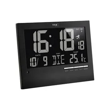 Digitální nástěnné DCF hodiny s podsvícením TFA, 60.4508, 185 x 230 x 31 mm, černá (Digitální nástěnné DCF hodiny s podsvícením TFA, 60.4508)