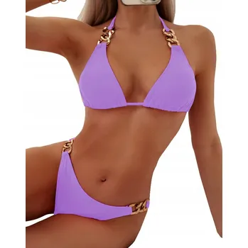 Dámské plavky DVOUDÍLNÉ PLAVKY SEXY BIKINI ZLATÉ VÁZÁNÍ vel. M