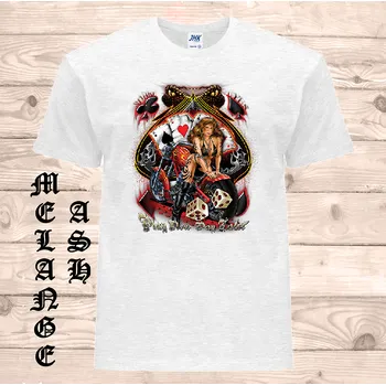 Pánské tričko levne-bavlnene-chopper-tricko-potisk-hazard-casino-motorka Barva: Ash melange - popelová směs, velikost: L