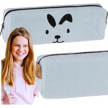 Penál HASH PLYŠOVÝ Školní Penál Pouzdro Bunny Faces MOTIV KRÁLÍČEK