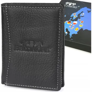 Peněženka Pánská kožená peněženka svislá malá černá Beltimore s RFiD ochranou, prémiová kůže