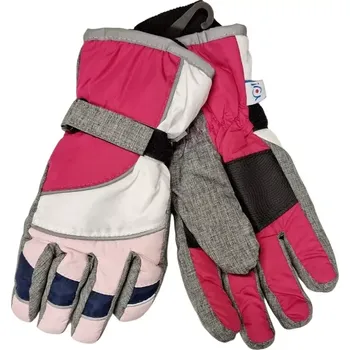 Rukavice Dívčí nepromokavé rukavice RN-039 - 22 cm / bílá/malinová