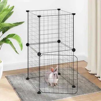 Nábytek XL 8panelová ohrádka pro zvířata s dvířky černá 35 x 35 cm ocel 3114032