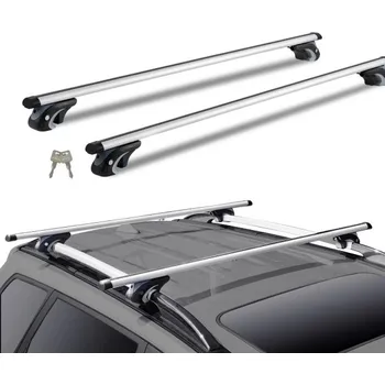 Střešní příčníky hliníkové 1370 x 72 x 106 mm Uzamykatelné nastavitelné na zvýšené podélníky Nosnost 90 kg Aerodynamické příčníky