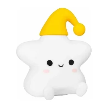 Noční světlo LED noční silikonová lampička Star, 3 režimy svícení, bílá