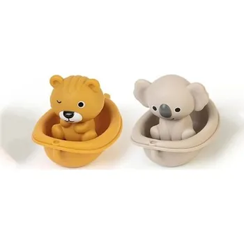 Nafukovací kruh Sada 2 ks gumových zvířátek v lodičkách Hračka do vody pro děti Plovoucí zvířátka Náhodný výběr motivu Barevné koupací hračky