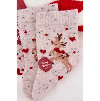 Dámské ponožky Dámské vánoční ponožky s motivem soba Aura.via krémová 3484876