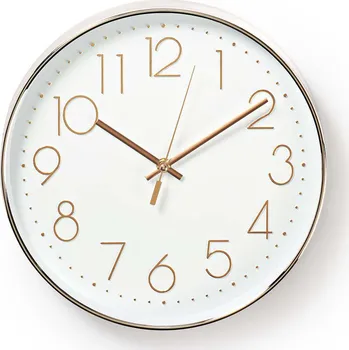 Hodiny Nástěnné hodiny Průměr: 300 mm | Plast | Bílá / Růžové zlato (Nástěnné hodiny Průměr: 300 mm | Plast | Bílá )