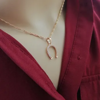 Náhrdelník ZLATÝ NÁHRDELNÍK PODKOVA 18K DÁREK PRO ŠTĚSTÍ