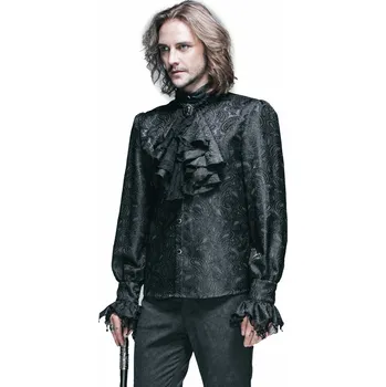 Pánská košile košile pánská DEVIL FASHION - Dracula Gothic Lace Top With Bow Tie - Black - 3XL