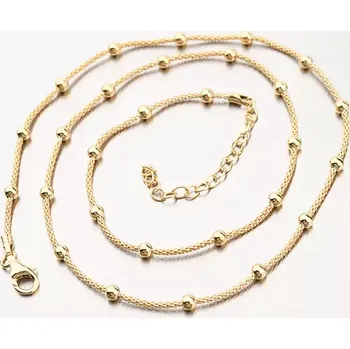 Náhrdelník Zlacený stříbrný náhrdelník s kuličkami N2100005-0850-SLX délka 50 cm