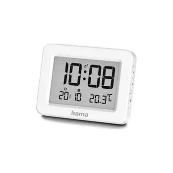 Budík Hama Kos, digitální budík, s datem a teplotou, bílý (Hama Kos, digitální budík,)