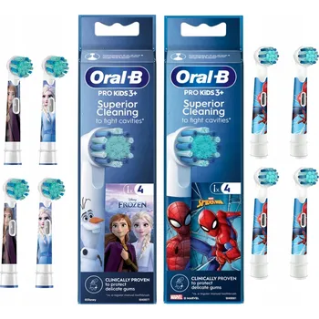 Elektrický zubní kartáček Oral-B Kids sada náhradních hlavic Ledové Království + Spider-Man, 8 kusů