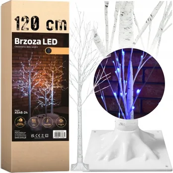 Vánoční dekorace VÁNOČNÍ STROMEK BŘÍZA LED SVĚTÝLKA 120CM 96 LED VÁNOCE MODRÁ BARVA