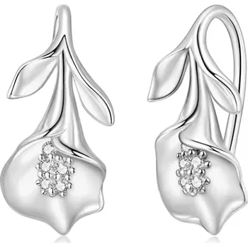Náušnice For Silver Stříbrné náušnice ve tvaru zavěšené květiny se zirkony- Stříbro 925