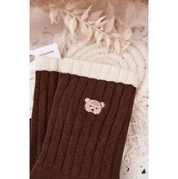 Dámské ponožky Dámské ponožky s čokoládovým medvídkem Aura.via hnědá | krémová 3484893