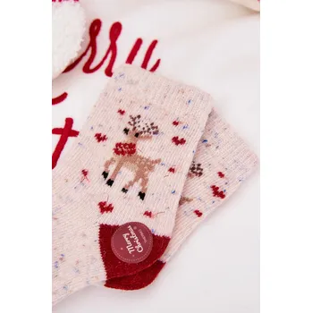 Dívčí oblečení Dětské vánoční ponožky s motivem soba Aura.via krémová | tmavě červená 3484862