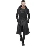 kabát pánský DEVIL FASHION - Villain Blues Punk Faux Leather Trench Coat - Black - 4XL