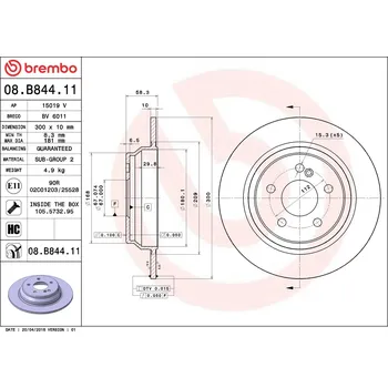 Brzdový kotouč Brzdový kotouč BREMBO 08.B844.11