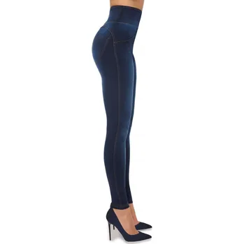 Dámské legíny Push up jeansové legíny s vysokým pasem AYA BAS BLEU XL