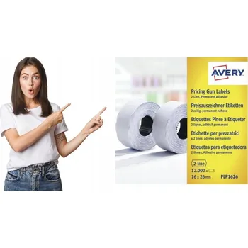 Vrták Štítkovací páska AVERY, dvouřádková, bílá, 16x26 / 10