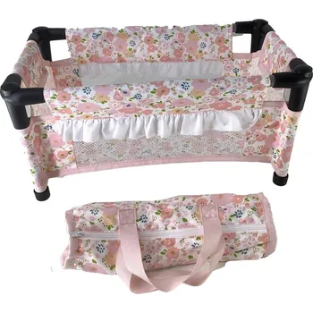 Doplněk pro panenku _Ostatní 1_ Postýlka pro panenky s cestovní taškou 42x23x20cm w052974