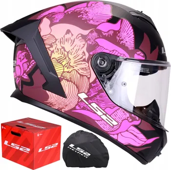 Helma na motorku MOTOCYKLOVÁ PŘILBA LS2 FF820 RAPID III POPPIES II BLACK DÁMSKÁ ECER 22.06