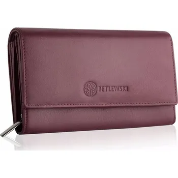 Peněženka Dámská kožená peněženka klasická horizontální na patent Betlewski Růžová s RFID