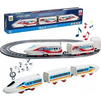 Vláček a vláčkodráha VLAK NA BATERIE S KOLEJEMI SVĚTLO ZVUK ŽELEZNICE TRAMVAJ EXPRESS JEZDÍ