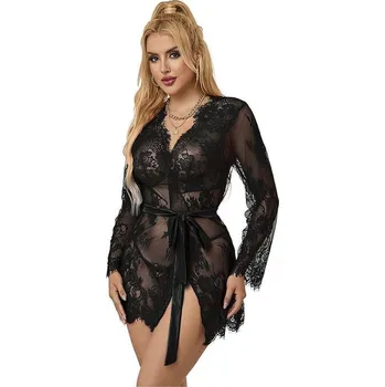 Dámská erotická košilka Subblime dámský župan 953751 - černý: L/XL