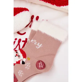 Dívčí oblečení Vánoční dětské ponožky s kožešinou a Santou Aura.via bílá | kaki | červená 3484886