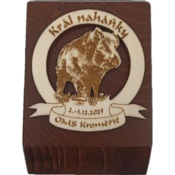 Dřevo Novák Dřevěná plaketa hnědá Král honu nebo naháňky prase