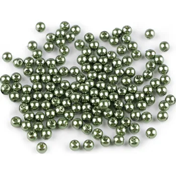 Plastové voskové korálky / perly Glance Ø5 mm, malé, F37 zelená tmavá