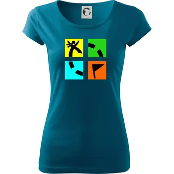 Dámské tričko Geocaching logo barevné - Dámské triko Pure - S ( Petrolejová )