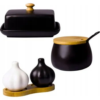 Máslenka MÁSELNÍK ČERNÝ + CUKŘENKA ČERNÁ + SADÁ KOŘENEK