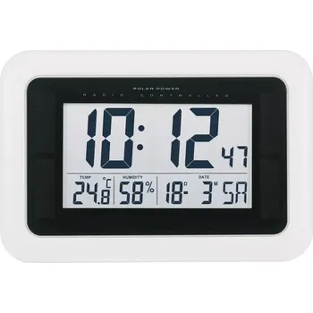 Hodiny KW9101 solární, DCF nástěnné hodiny 280 mm x 190 mm x 23 mm, bílá (KW9101 solární, DCF nástěnné hodiny )