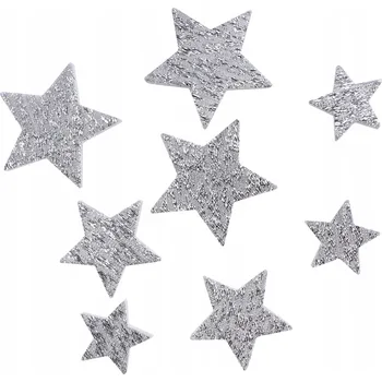 Vánoční dekorace Lesklé stříbrné hvězdičky, vánoční dekorace, ozdoby na aranžování, 24 ks