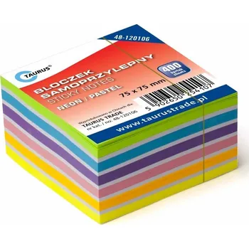 Samolepící bloček Samolepicí bločky 75x75/400 mix neon/pastel Taurus