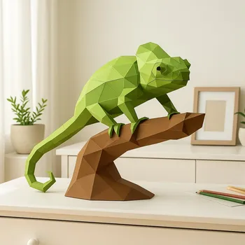 3D puzzle Chameleon – papírový model a 3D skládačka PaperTime