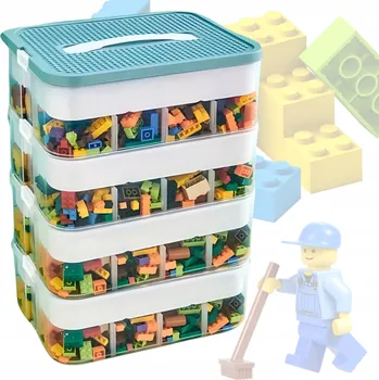 Úložný box ÚLOŽNÝ BOX NA LEGO KOSTKY KRABIČKA 4-PATROVÝ ORGANIZÉR s Přihrádkami 29 L