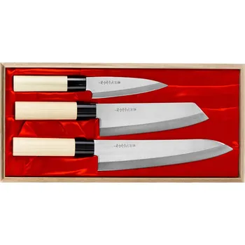 Kuchyňský nůž Sada 3 kuchařských nožů Satake Megumi / Santoku Bunka / Užitkový nůž