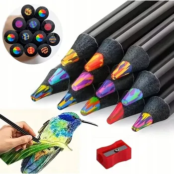 Kresba DUHOVÉ PASTELKY 12 KUSŮ SADA 5 MM SILNÉ ŠKOLNÍ + OŘEZÁVÁTKO