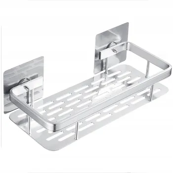 Drátěná police POLICE ZÁVĚSNÁ SAMOLEPICÍ STŘÍBRNÁ NÁSTĚNNÁ DO KOUPELNY POD SPRCHU KOŠÍK