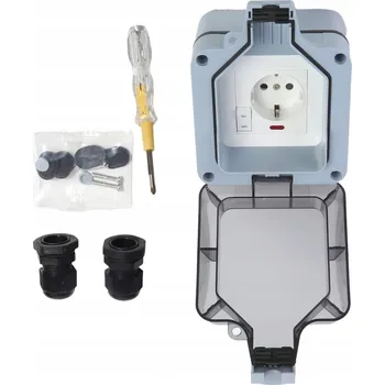 Elektrická zásuvka ZEWNĘTRZNE GNIAZDKO OGRODOWE IP66 DVOJITÁ VENKOVNÍ VODOTĚSNÁ ZÁSUVKA