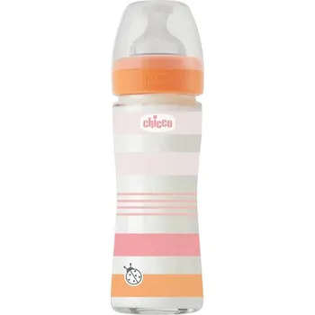 Kojenecká láhev CHICCO Láhev kojenecká sklo Well-being silikon 240 ml děvče