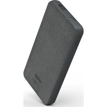 Powerbanka Hama Fabric 10, powerbanka, 10000 mAh, 3 A, 2 výstupy: USB-C, USB-A, textilní provedení, šedá (Hama Fabric 10, powerbanka, 10000 mAh, 3 A, 2 výstupy)