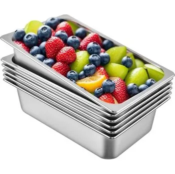 Pánev VEVOR 6 balení parních pánví, 20,9 x 12,8 x 5,9 palce, hluboká parní pánev, plnohodnotná 20,5l hluboká nádoba na potraviny, nerezová ocelová trouba, hotelové pánve, parní pánev s ochranou proti zaseknutí