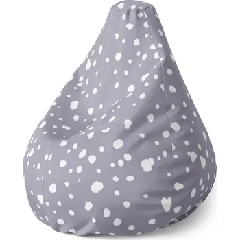 Sedací pytel Sablio Sedací vak Pear Bílé flíčky na fialové: 140 x 100 x 25 cm