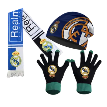 Premium fotbalová šála +pletené rukavice a pletená čepice - Real Madrid FC